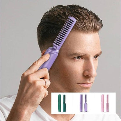 2-in-1 Hair Styling Brush – Straightener & Curler (Random Color)