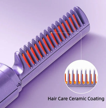 2-in-1 Hair Styling Brush – Straightener & Curler (Random Color)