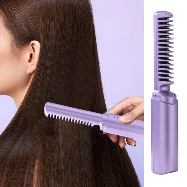 2-in-1 Hair Styling Brush – Straightener & Curler (Random Color)