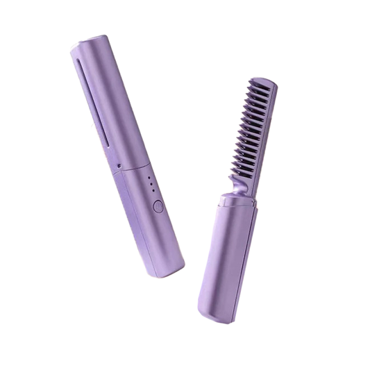 2-in-1 Hair Styling Brush – Straightener & Curler (Random Color)