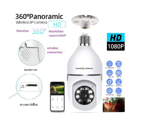 1080p WiFi Bulb Camera – 360° Panoramic